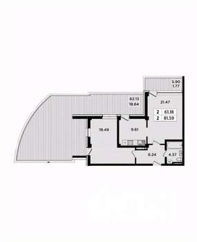 2-к квартира, вторичка, 87м2, 1/8 этаж