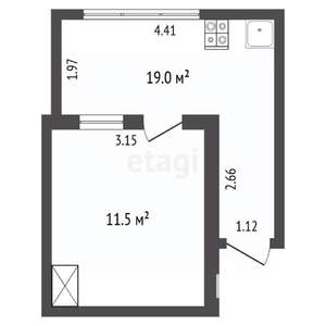 1-к квартира, вторичка, 31м2, 2/2 этаж