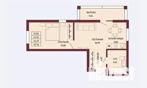 1-к квартира, вторичка, 45м2, 10/16 этаж