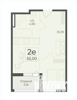 2-к квартира, строящийся дом, 52м2, 4/15 этаж
