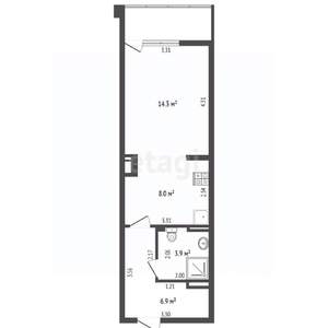 Студия квартира, вторичка, 34м2, 6/15 этаж