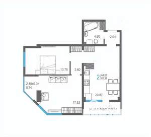 2-к квартира, строящийся дом, 64м2, 14/17 этаж