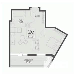 2-к квартира, строящийся дом, 57м2, 4/15 этаж