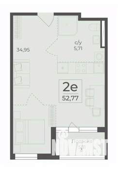 2-к квартира, строящийся дом, 53м2, 6/15 этаж