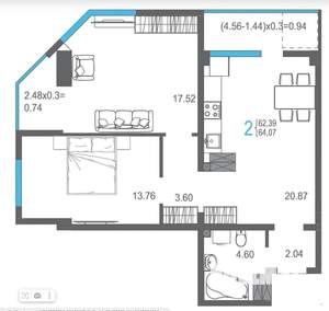 3-к квартира, вторичка, 63м2, 5/15 этаж