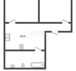 2-к квартира, вторичка, 45м2, 1/4 этаж