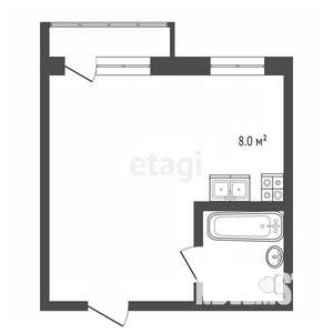 1-к квартира, вторичка, 29м2, 6/7 этаж