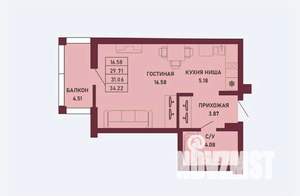 Студия квартира, вторичка, 31м2, 11/16 этаж