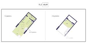2-к квартира, строящийся дом, 60м2, 1/20 этаж