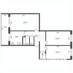 3-к квартира, вторичка, 66м2, 2/5 этаж