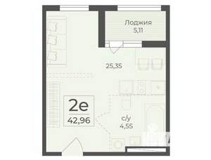 2-к квартира, вторичка, 43м2, 11/15 этаж