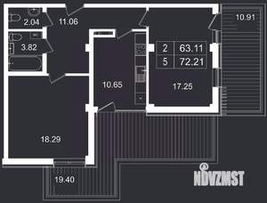 2-к квартира, вторичка, 72м2, 1/8 этаж