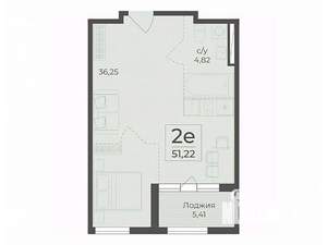 Студия квартира, строящийся дом, 51м2, 7/15 этаж
