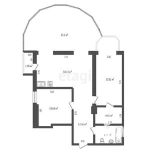 2-к квартира, вторичка, 107м2, 7/14 этаж