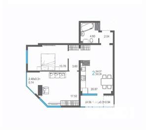 2-к квартира, строящийся дом, 64м2, 12/17 этаж