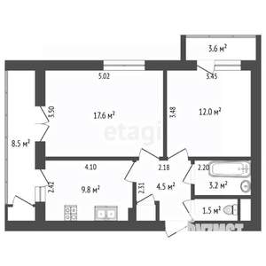 2-к квартира, вторичка, 58м2, 6/12 этаж
