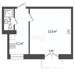 1-к квартира, вторичка, 20м2, 3/5 этаж