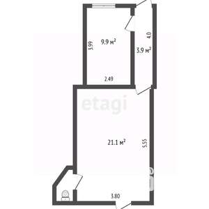 2-к квартира, вторичка, 36м2, 2/2 этаж