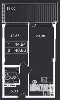 1-к квартира, вторичка, 49м2, 2/8 этаж