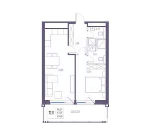 1-к квартира, вторичка, 57м2, 8/8 этаж