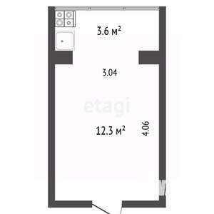 Студия квартира, вторичка, 16м2, 3/5 этаж