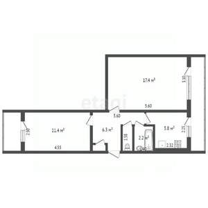 2-к квартира, вторичка, 46м2, 3/5 этаж