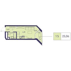 Студия квартира, вторичка, 25м2, 12/20 этаж