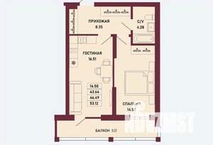 1-к квартира, вторичка, 46м2, 11/16 этаж