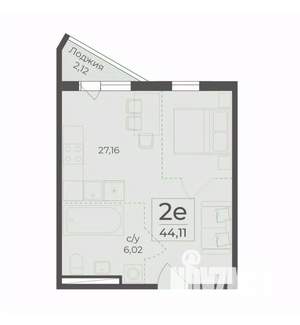 2-к квартира, строящийся дом, 44м2, 4/15 этаж