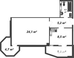 2-к квартира, вторичка, 52м2, 9/12 этаж