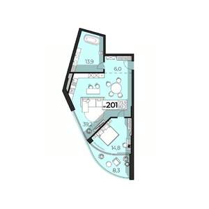 2-к квартира, строящийся дом, 82м2, 2/6 этаж