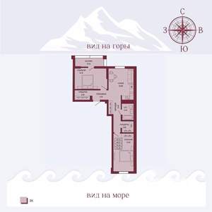 2-к квартира, вторичка, 71м2, 8/16 этаж
