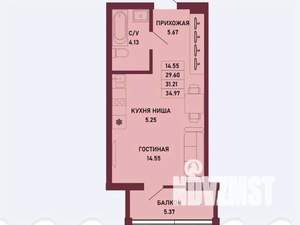 Студия квартира, вторичка, 31м2, 2/16 этаж