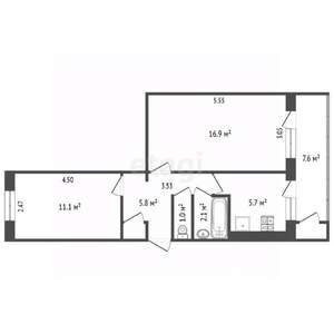 2-к квартира, вторичка, 48м2, 4/5 этаж