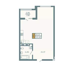 Студия квартира, вторичка, 53м2, 9/9 этаж