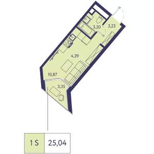 Студия квартира, строящийся дом, 25м2, 12/20 этаж