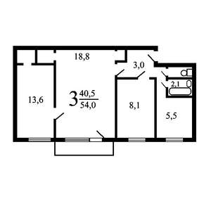 3-к квартира, вторичка, 55м2, 1/4 этаж