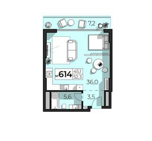 2-к квартира, вторичка, 52м2, 6/6 этаж