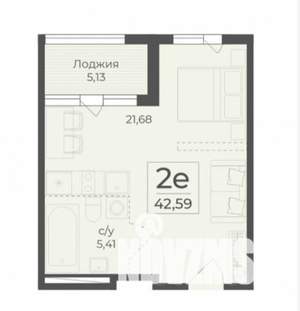 2-к квартира, вторичка, 43м2, 2/14 этаж