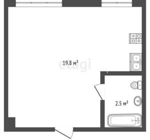 1-к квартира, вторичка, 24м2, 6/6 этаж