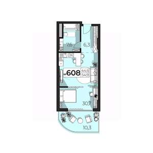 2-к квартира, строящийся дом, 55м2, 6/6 этаж