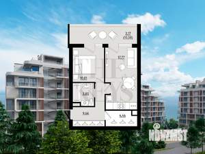 1-к квартира, вторичка, 56м2, 5/8 этаж