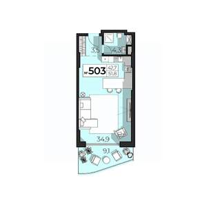 2-к квартира, строящийся дом, 52м2, 5/6 этаж