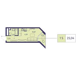 1-к квартира, строящийся дом, 25м2, 2/20 этаж