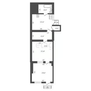 2-к квартира, вторичка, 61м2, 1/4 этаж