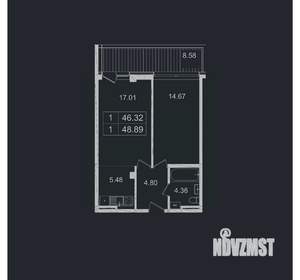 2-к квартира, вторичка, 49м2, 1/8 этаж