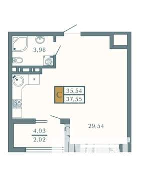 Студия квартира, вторичка, 38м2, 4/11 этаж