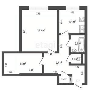 1-к квартира, вторичка, 36м2, 5/9 этаж