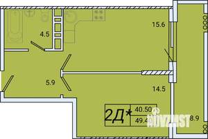 1-к квартира, вторичка, 49м2, 3/8 этаж