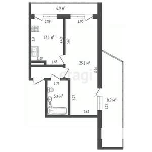 2-к квартира, вторичка, 63м2, 3/6 этаж